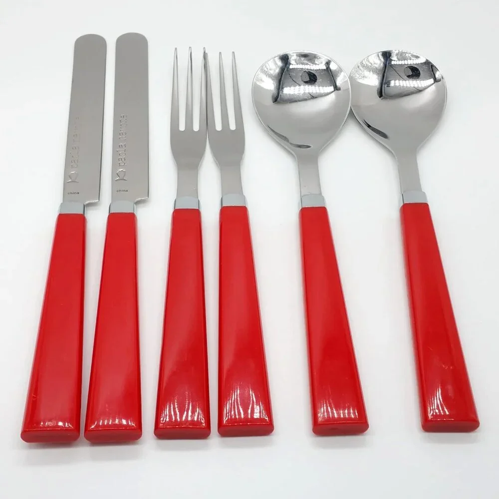 6pc Red Cutlery Flatware Set by Paola Navone for Crate & Barrel